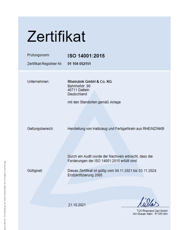 Ochrona środowiska wg systemu zarządzania środowiskowego DIN ISO 14001 oraz energią wg DIN EN ISO 50001